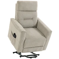 HOMCOM Relaxsessel mit elektrischer Aufstehhilfe, Massage & Wärme, Chenille-Sessel mit Federkern, Greige(m-7)
