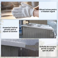 Outsunny Căsuță de grădină 4,13 m² din oțel galvanizat cu kit de fundație, acoperiș înclinat, ușă dublă cu încuietoare, orificii de aerisire, fereastră, gri(m-8)