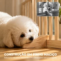 PawHut Barreira de Segurança Dobrável para Cães em Madeira, 3 Painéis, para Escadas e Portas, com 2 Pés de Apoio, 150x61 cm, Natural(m-6)