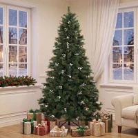 HOMCOM Künstlicher Weihnachtsbaum 220 cm mit 1116 Zweigen klappbarer Metallständer Scharnier-System realistisch und buschig Grün(m-4)