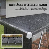 Outsunny Brennholzschuppen, Feuerholzunterstand, Stahl, erhöhter Boden, Schrägdach, 213 x 66,5 x 150 cm, Dunkelgrau(m-6)