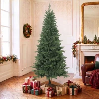 HOMCOM Sapin de Noël Artificiel 180 cm, Arbre de Noël, 1162 Branches Articulées en PE et PVC Ignifuge, Support en Bois Pliable(m-15)