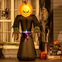 HOMCOM Inflatable 2.1m Pumpkin Man Halloween Decoration W/LED lights Polyester Fabric - Multicolour(m-10)