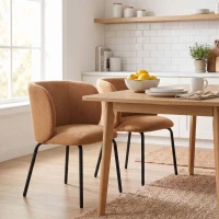 HOMCOM Lote de 2 Sillas de Comedor Tapizadas en Chenilla, Respaldo Envolvente, Carga 120 kg, 57 x 58 x 77 cm, Naranja(m-4)