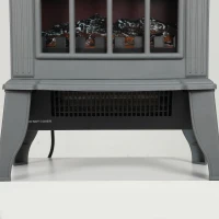 HOMCOM Freestanding Electric Fireplace, Electric Log Burner w/ LED Flame Effect, Overheating Safety System, 1000W/2000W, Grey(m-13)