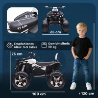 HOMCOM Elektro-Kinderquad, 3-8 km/h, 45 Min. Betriebszeit, LED-Scheinwerfer, Musikplayer mit USB, für Kinder 3 bis 5 Jahre(m-3)