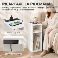 HOMCOM Set de 2 Măsuțe de Cafea Moderne cu 2 Prize AC și 2 Porturi USB, Alb(m-4)