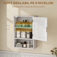 HOMCOM Dulap de baie suspendat, cu raft reglabil și ușă cu închidere lentă, 40x20x60 cm, alb(m-5)