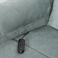 HOMCOM Sillón Relax Reclinable Eléctrico de Lino con Asiento con Muelles Reposapiés Mando USB y 2 Bolsillos Laterales Verde(m-14)