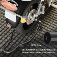 HOMCOM Caballete Moto Soporte Trasera Universal de Acero con Horquillas en U y L para Rueda 10" 17" 18" Carga 200 kg Negro(m-6)