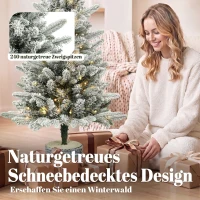 HOMCOM Kunstkerstboom 90 cm met 50 leds, 240 takpunten, sneeuwlook en voet van magnesiumoxide(m-6)