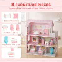 AIYAPLAY Dolls House, 6 Rooms Modern Dollhouse with LED Lights, 8 Furniture Pieces, 3-Level Playhouse Gift for Kids 3-6 Years(m-5)
