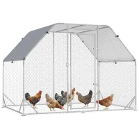 PawHut Walk in Chicken Run Chicken Coop Hen House Outdoor with Roof for 4-6 Chickens, 280 x 190 x 195cm(m-1)
