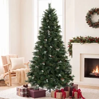 HOMCOM Künstlicher Weihnachtsbaum 220 cm mit 1116 Zweigen klappbarer Metallständer Scharnier-System realistisch und buschig Grün(m-6)