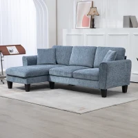HOMCOM Sofá Rinconera Chaise Lounge Reversible en Forma de L con 2 Cojines Carga 200 kg 230x138x87 cm Azul Oscuro(m-10)