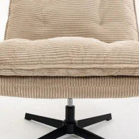 HOMCOM Loungestoel met voetenbank, 360° draaibaar, ribcord bekleding, verstelbare voetensteun, beige(m-12)