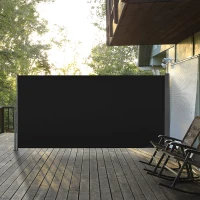 Outsunny Store latéral brise-vue paravent rétractable 3 x 1,6 m métal polyester imperméable anti-UV haute densité 180 g/m² noir(m-10)