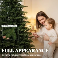 HOMCOM 7ft Artificial Christmas Tree with 2080 Realistic Tips, Hinged Xmas Tree with Wide Shape for Home Office, Green(m-5)