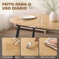 HOMCOM Mesa de Jantar Extensível Oval para 4-6 Pessoas com Pés de Ferro e Bordos Arredondados Carvalho(m-7)