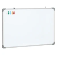 HOMCOM Tableau blanc magnétique cadre aluminium 90 x 60 cm avec feutres, effaceur et aimants(m-1)