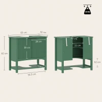 HOMCOM Dulap Sub Lavoar cu 2 Uși, Raft Deschis și Design Modern, 65x32x62 cm, Verde(m-3)