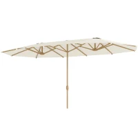 Outsunny Parasol de jardin double 455 x 265 cm rectangulaire, manivelle, poteau en acier, polyester 180g/m², abri soleil UPF30+(m-12)