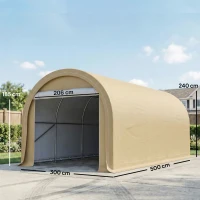 Outsunny Tente de garage résistant à l'eau protection UV UPF 30 + parois latéraux amovibles 5 x 3 m beige(m-3)
