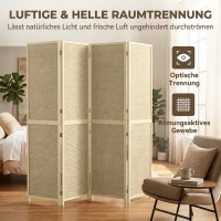 HOMCOM Parawan z 4 panelami, składana ścianka z ręcznie plecionego bambusa, 180 x 180 cm, naturalny(m-7)