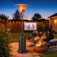 Outsunny Chauffage Extérieur Terrasse Portable 13 kW, Niveaux de Chauffe Réglables, Anti-Basculement, 82x82x223cm, Marron Foncé(m-10)