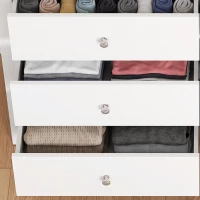 HOMCOM Ladekast met 6 Laden, Dressoir met Soepel Lopende Ladegeleiders voor Slaapkamer, Woonkamer of Hal, 118 x 39,5 x 75,5 cm, Wit(m-10)