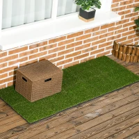 Outsunny Kunstrasen, naturgetreu, Drainagefunktion, 11 K Fasern/m², 20mm Höhe, 10-er Set je 30x30cm, Dunkelgrün(m-5)