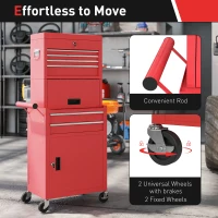 HOMCOM Three-Part Steel Locking Tool Chest - Red(m-6)