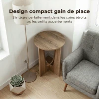 HOMCOM Table d'Appoint Ronde, Table de Salon avec Pieds Incurvés, Style Rustique, pour Salon, Chambre, Effet Bois Café(m-6)