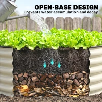 Outsunny Galvanised Raised Garden Bed with Safety Edging, Outdoor Raised Planter Box with Gloves, 120 x 120 x 43cm, Cream White(m-7)