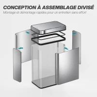 HOMCOM Poubelle à capteur 50 L avec couvercle à fermeture douce, poubelle de cuisine automatique en acier inoxydable, argenté(m-9)