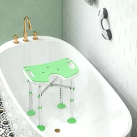 HOMCOM Banco de Duche Altura Ajustável 39-51,5 cm Barra de Apoio com Ventosa Patins com Ventosa Verde(m-4)