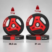 SPORTNOW Dischi Pesi Palestra, Set 4 Pezzi, 25kg, Foro 2.5cm, Nero(m-3)