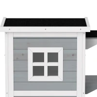 PawHut Wooden Cat House 2-Floor Outdoor Kitten Shelter with 3 Doors and Window Grey(m-10)