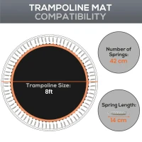 SPORTNOW Trampoline Replacement Mat with Spring Pull Tool, 42 V-Hooks, for 8ft Trampoline using 14cm Springs, Orange(m-4)