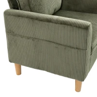 HOMCOM Sillón de salón en terciopelo acanalado, sofá 1 plaza acolchado con asiento amplio y cojín con muelles, 83x74x87cm, Verde(m-7)