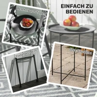 Outsunny Petite table basse ronde table d'appoint plateau amovible avec bord relevé pieds pliables en acier Ø 46 x 53 cm noir(m-4)