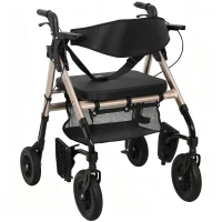 HOMCOM Rollator Walker Wheelchair, with Seat - Black(m-1)