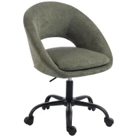 HOMCOM Chaise Bureau Ergonomique en Chenille, Hauteur Réglable, Accoudoirs Intégrés, Pivotant 360°, 59x60x79-89cm, Vert Foncé(m-1)