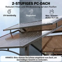 Outsunny Grillpavillon mit Flammschutzdach BBQ-Pavillon mit 2 Ablagen 2,5 x 1,5m Stahl PC Schwarz+Braun(m-4)