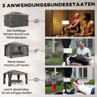 Outsunny Gartenpavillon ca. 4x3m Aluminium Pavillon mit Polycarbonat-Dach 6 mm Moskitonetz 4 Seitenteile Holzoptik Naturholz(m-6)