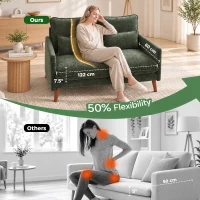 HOMCOM 2 Seater Sofa, Loveseat Sofa with Spring Cushions, Wide and Deep Seat, Wood Legs, Green(m-5)