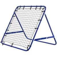 HOMCOM Filet de Rebond Rebondeur de Football en Métal avec Angle Réglable 20 Cordes Élastiques 96x80x96 cm Bleu(m-8)