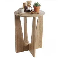 HOMCOM Table d'Appoint Ronde, Table de Salon avec Pieds Incurvés, Style Rustique, pour Salon, Chambre, Effet Bois Café(m-12)