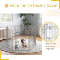 PawHut Vallas para Perros Plegables de 8 Piezas 63x91 cm con 1 Puerta y Marco de Acero para Jardín Patio Plata(m-7)