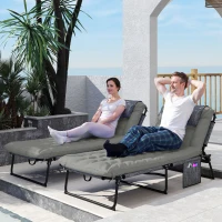 Outsunny Lot de 2 transats bains de soleil pliable avec dossier inclinable 4 positions - appui-tête et matelas épais(m-2)